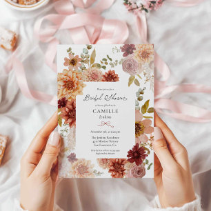 Burgundy Fall Floral Bridal Shower Invitation