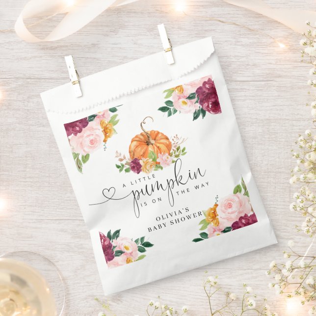 Burgundy fall floral little pumpkin favor bag (Clipped)