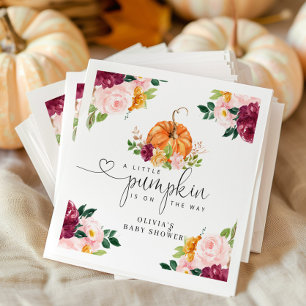 Burgundy fall floral little pumpkin napkins