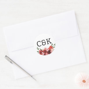 Burgundy Fall Floral Wedding  Classic Round Class Sticker