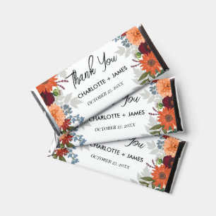 Burgundy Fall  Floral Wedding Thank You   Hershey Bar Favors