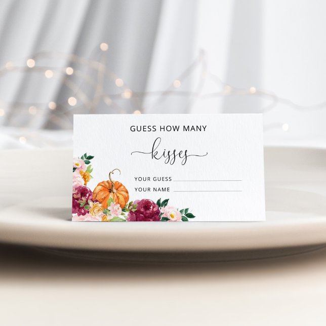 Burgundy fall guess how many kisses bridal game enclosure card (Creator Uploaded)