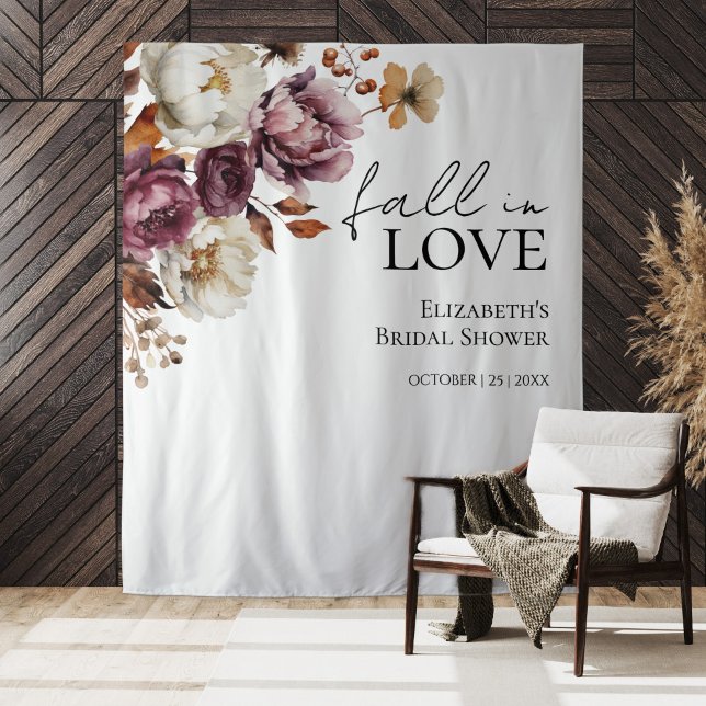 Burgundy Fall In Love Bridal Shower Backdrop (Creator Uploaded)