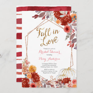 Burgundy Fall in Love Bridal Shower Invitation