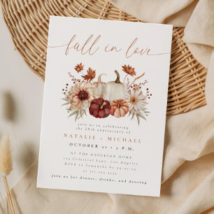 Burgundy Fall in Love Floral Wedding Anniversary Invitation