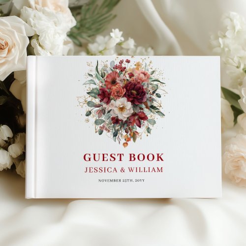 Burgundy Fall Marsala Wedding Guest Book Design