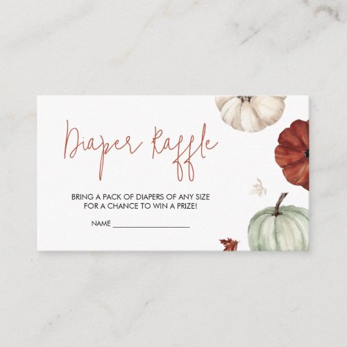 Burgundy Fall Pumpkin Baby Shower Diaper Raffle Enclosure Card