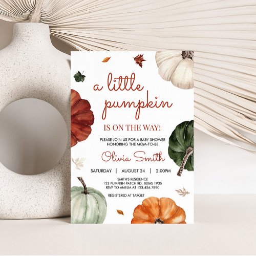 Burgundy Fall Pumpkin Baby Shower Invitation