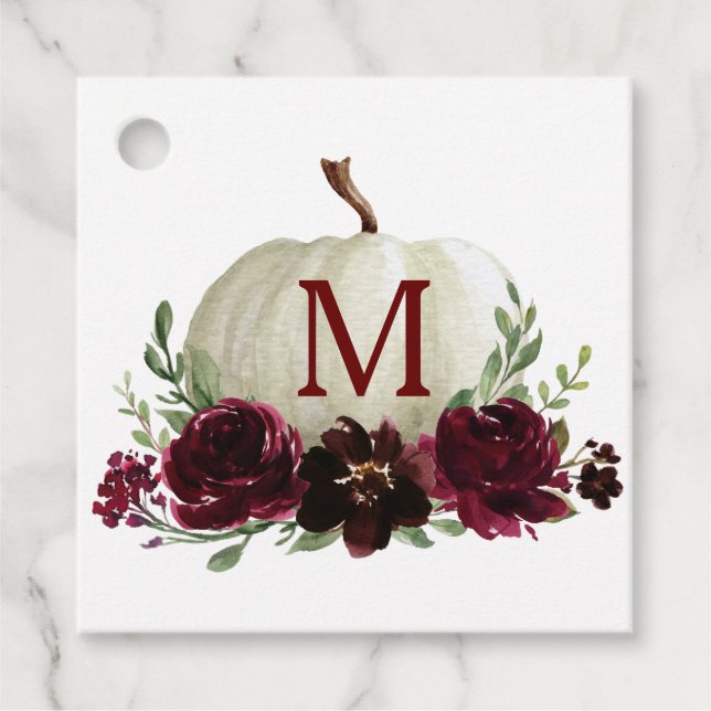 Burgundy Fall Pumpkin Thank You Favor Tag (Front)