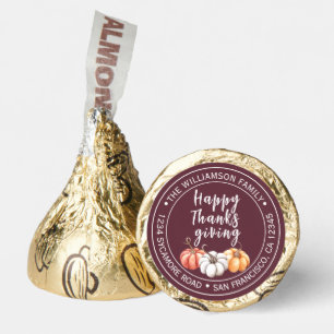 Burgundy Fall Pumpkin Thanksgiving Personalized Hershey®'s Kisses®