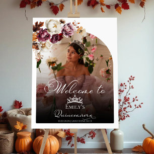 Burgundy Fall Quinceanera Photo Welcome Sign