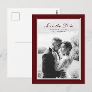Burgundy Fall Save the Date Postcard