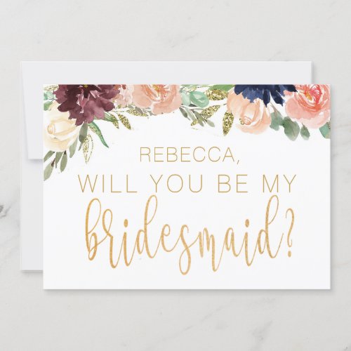 Burgundy Fall_Themed Will You Be My Bridesmaid Invitation