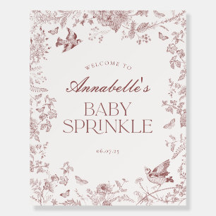 Burgundy Fall Toile Floral Baby Sprinkle Welcome Foam Board