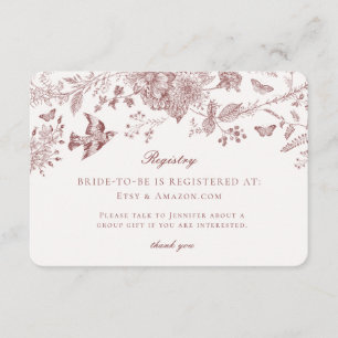Burgundy Fall Toile Jouy Registry Card Insert