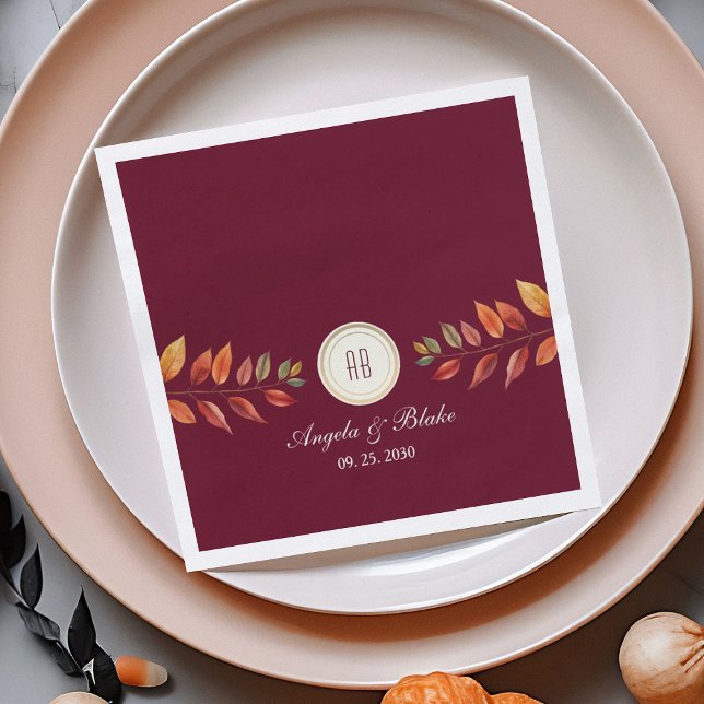 Burgundy Fall Wedding Napkins (Creator Uploaded)