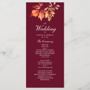 Burgundy Fall Wedding Program