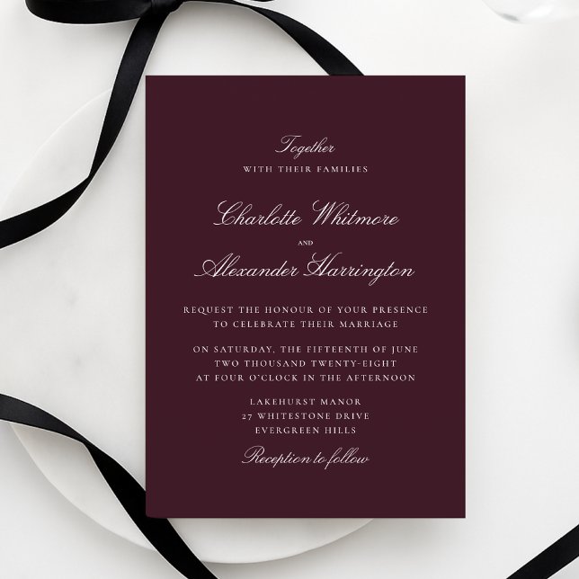 Burgundy Fall Winter Elegant Wedding Invitation (Creator Uploaded)