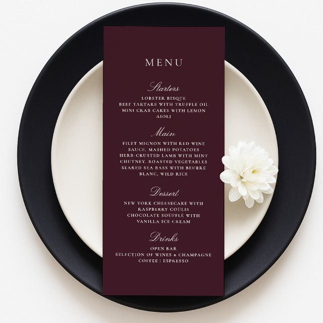 Burgundy Fall Winter Elegant Wedding Menu (Creator Uploaded)