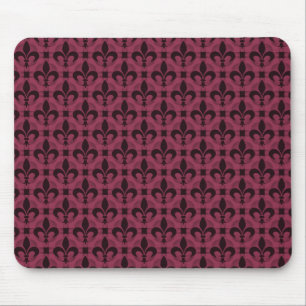 Burgundy Fancy Fleur de lis Mousepad