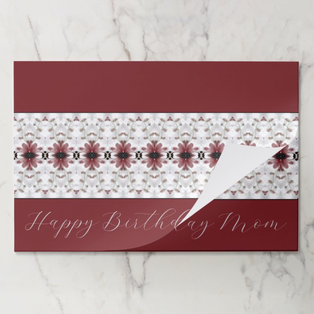 Burgundy Fancy Floral Accented Paper Placemats (Folded)