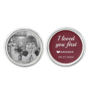 Burgundy Father of Bride I loved you first Photo Cufflinks