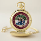 Burgundy & Faux Gold Roman Numbers Custom Photo Pocket Watch Burgundy & Faux Gold Roman Numbers Custom Photo Pocket Watch