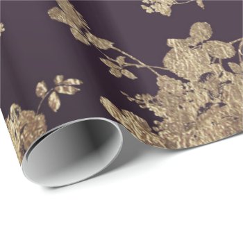 Burgundy Faux Gold Shabby Vintage Chic Floral Wrapping Paper by kicksdesign at Zazzle