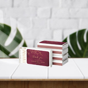Burgundy & Faux Gold Tarot Celestial Wedding Matchboxes