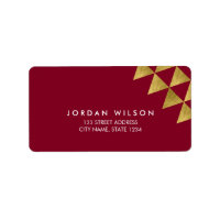 Burgundy Faux Gold Triangle Geometric Address Label
