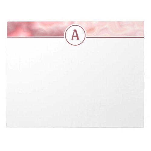 Burgundy Faux Marble Abstract Monogram Notepad