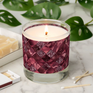 Burgundy Faux Metallic Shiny Glitter Bling Modern Scented Candle