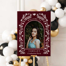 Burgundy Fiesta Graduation Photo Welcome Sign