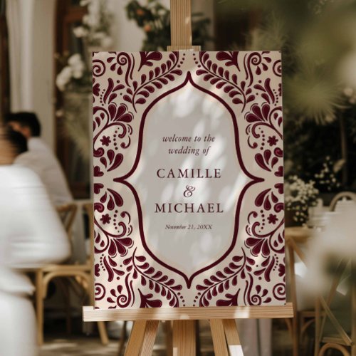 Burgundy Fiesta Wedding Welcome Sign