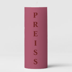 Burgundy First/Family/Last Name Pillar Candle