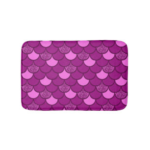 Burgundy fish scale pattern with glitter effect bath mat