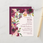 Burgundy Floral 80th Birthday Grandmother<br><div class="desc">Beautiful and elegant purple, burgundy, and blush pink watercolor floral, botanical 80th birthday party budget invitation for a "mother, grandmother, and friend". This birthday party invitation goes in my Burgundy and Blush Pink Floral Birthday Party Collection. Contact me for assistance with your customizations or to request additional matching or coordinating...</div>