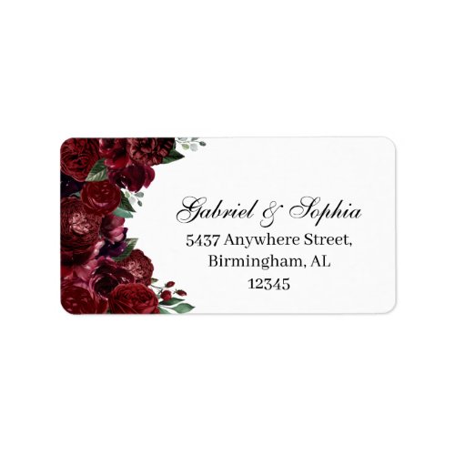 Burgundy Floral Address Label