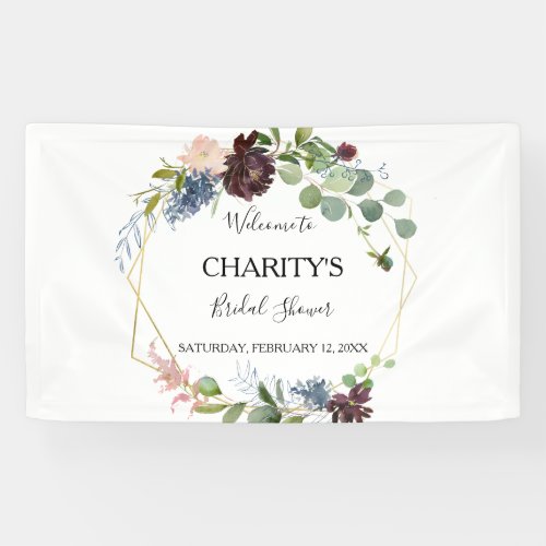 Burgundy Floral and Greenery Bridal Shower Banner
