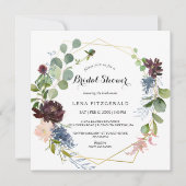Burgundy Floral and Greenery Bridal Shower Invitation (Front)