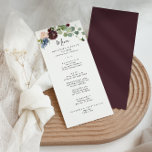 Burgundy Floral and Greenery Dinner Menu<br><div class="desc">This burgundy floral and greenery dinner menu card is perfect for a winter wedding. The elegant boho design features watercolor navy,  blush pink and wine shade flowers with artistic penciled details.

This menu can be used for a wedding reception,  rehearsal dinner,  bridal shower or any event.</div>