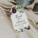 Burgundy Floral and Greenery Thank You Gift Tags<br><div class="desc">These burgundy floral and greenery thank you favor tags are perfect for a winter wedding reception. The elegant boho design features watercolor navy, blush pink and wine shade flowers with artistic penciled details. Personalize these tags with a short message, your names, and your wedding date. You can change the wording...</div>