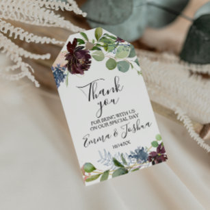 Burgundy Floral and Greenery Thank You Gift Tags