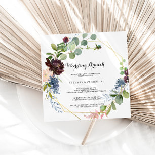 Burgundy Floral and Greenery Wedding Brunch Invitation