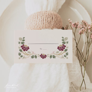 Burgundy Floral Art Nouveau Place Cards