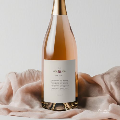 Burgundy Floral Art Nouveau Sparkling Wine Label