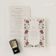 Burgundy Floral Art Nouveau Wedding Itinerary