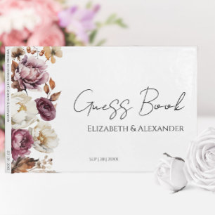 Burgundy Floral Autumn Fall Wedding Guest Book