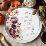 Burgundy Floral Autumn Fall Wedding Menu Card<br><div class="desc">Bring the warmth of the autumn season to your special day with our Burgundy Arch Gold Frame Invitation Collection. These stunning invites feature a rich burgundy background with glittering gold accents. They’re the perfect way to showcase a personalized photo,  making your wedding invitations an unforgettable keepsake.</div>