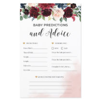 Burgundy floral baby predictions and advice game